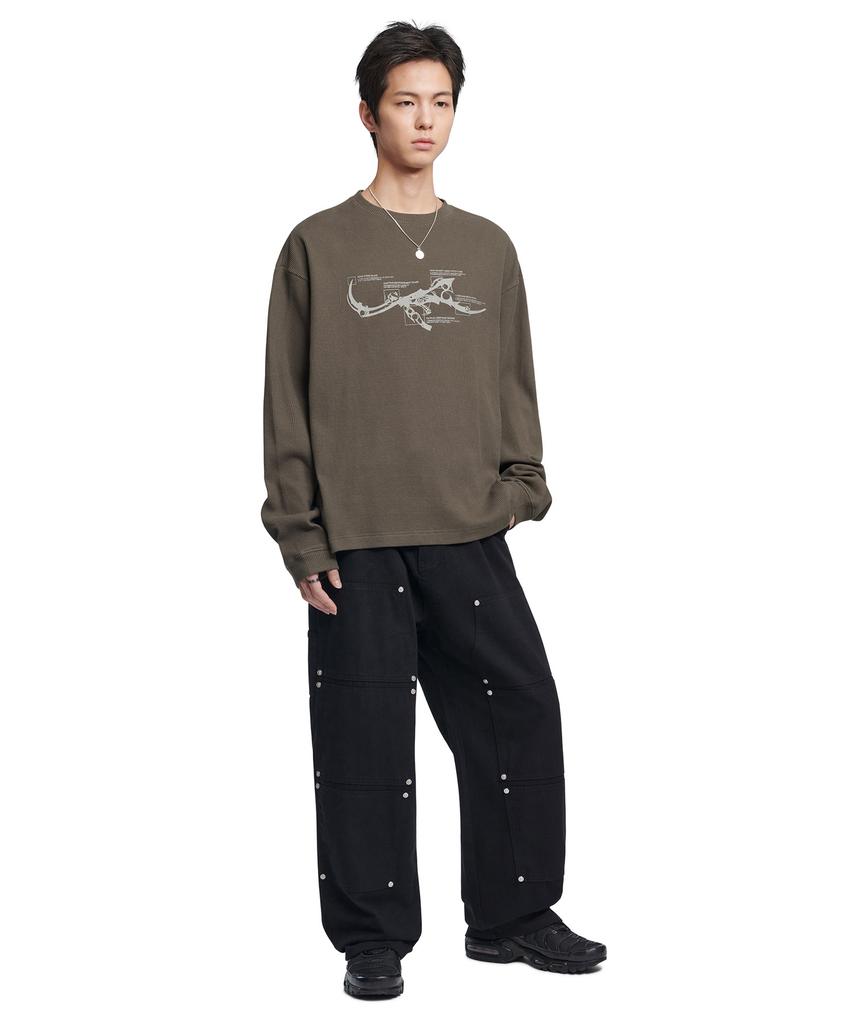 Nomaenyueol Nm Rifle Waffle Long Sleeve Tee - Charcoal