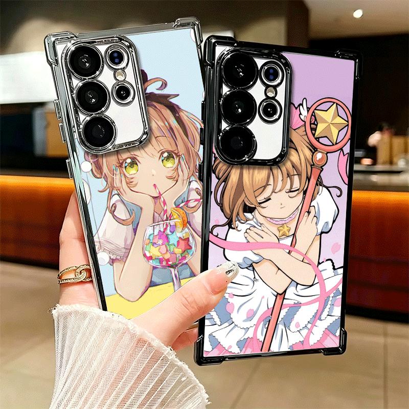 CardCaptor Sakura Anime Plating Phone Case For Samsung Galaxy S24 S25 FE S26 Edge S23 Ultra S22 S21 Plus S20 Anti-Fall Airabag C