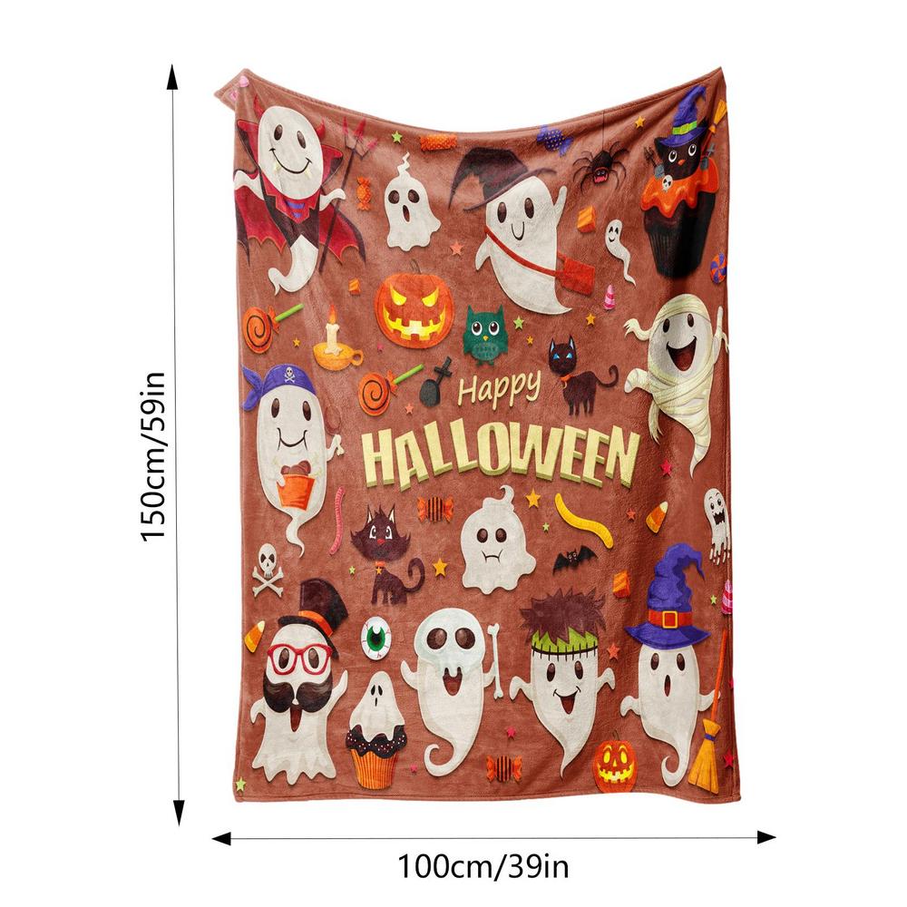 Spooky Blanket Halloween Horror Ghost Pumpkin Witch Blankets And Throws Soft Halloween Fall Blanket Warm Blanket For Napping