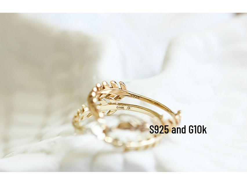 Japanese Light Luxury Gold-Plated Copper Leaf Feather Ring - New Arrival