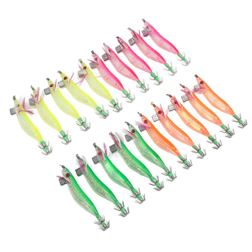 20Pcs Shrimp Bait Luminous Wood Shrimp Lure Artificial Fishing Lure Fishing Tackle Accessory for River Ocean