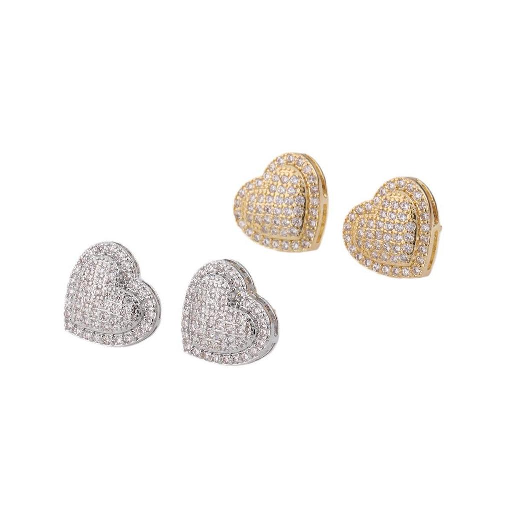 European & American Cross-border Fashion: Zirconia Heart Stud Earrings for Women - Perfect Wedding Anniversary Gift