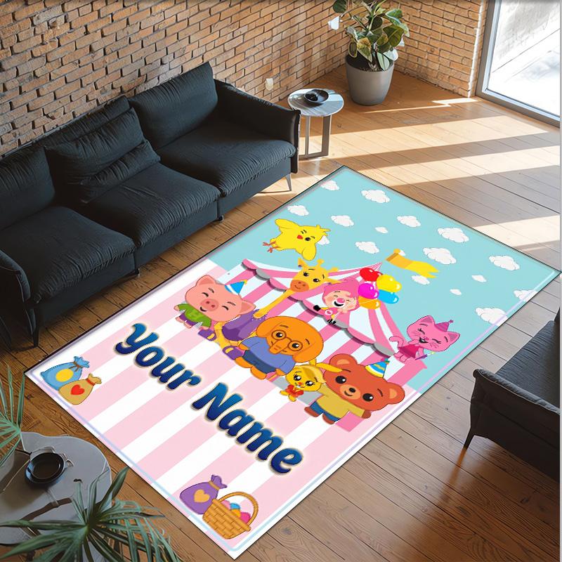 Personalized Crystal Velvet Carpet Custom Name Text,El Payaso Plim Plim Anti Slip Area Rug For Home Decoration