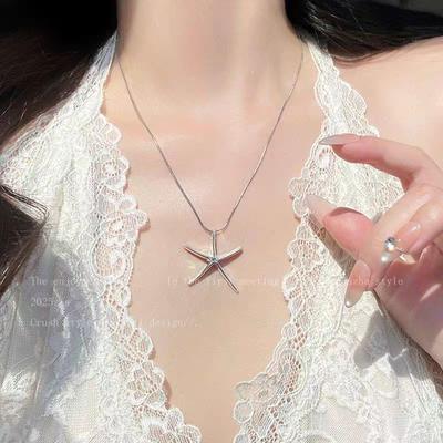 Minimalist Style Starfish Necklace Female Korean Ins Design Personalized Collarbone Chain Versatile Vacation Style Accessories