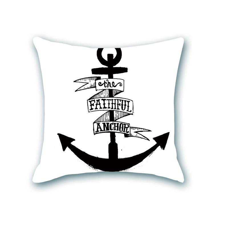 

Blue Anchor Nautical Sofa Cushion Cover Nordic Retro Home Fabric Starfish Cushion Pillow Cover linen-45x45cm double-sided [without pillow core]