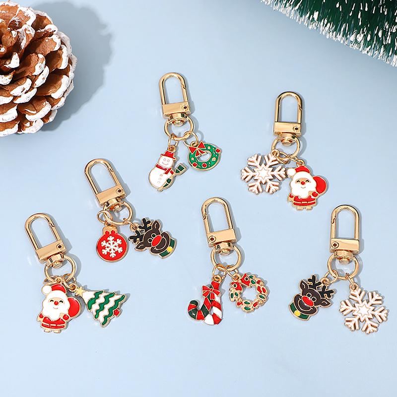 1PC And Tree Charms Xmas Bell Wallet Decorative Clip for Keys Bag Pendants Enamel Party Multiple Options Available