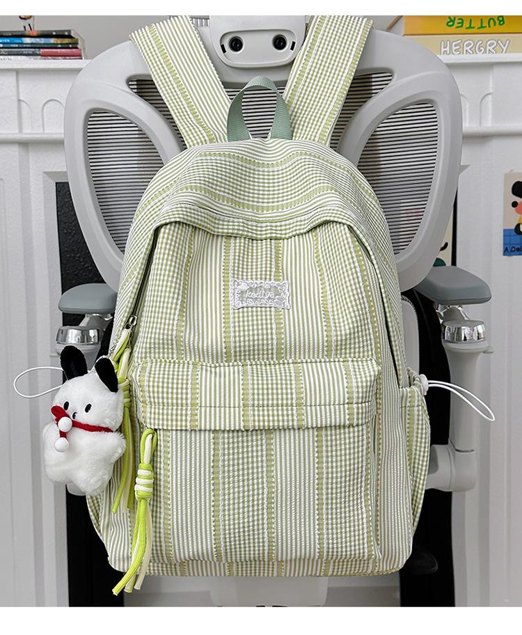Schoolbag New Striped Backpack Student Schoolbag Commuting Large Capacity High Value Cute Backpack Simple Small Fresh Schoolbag