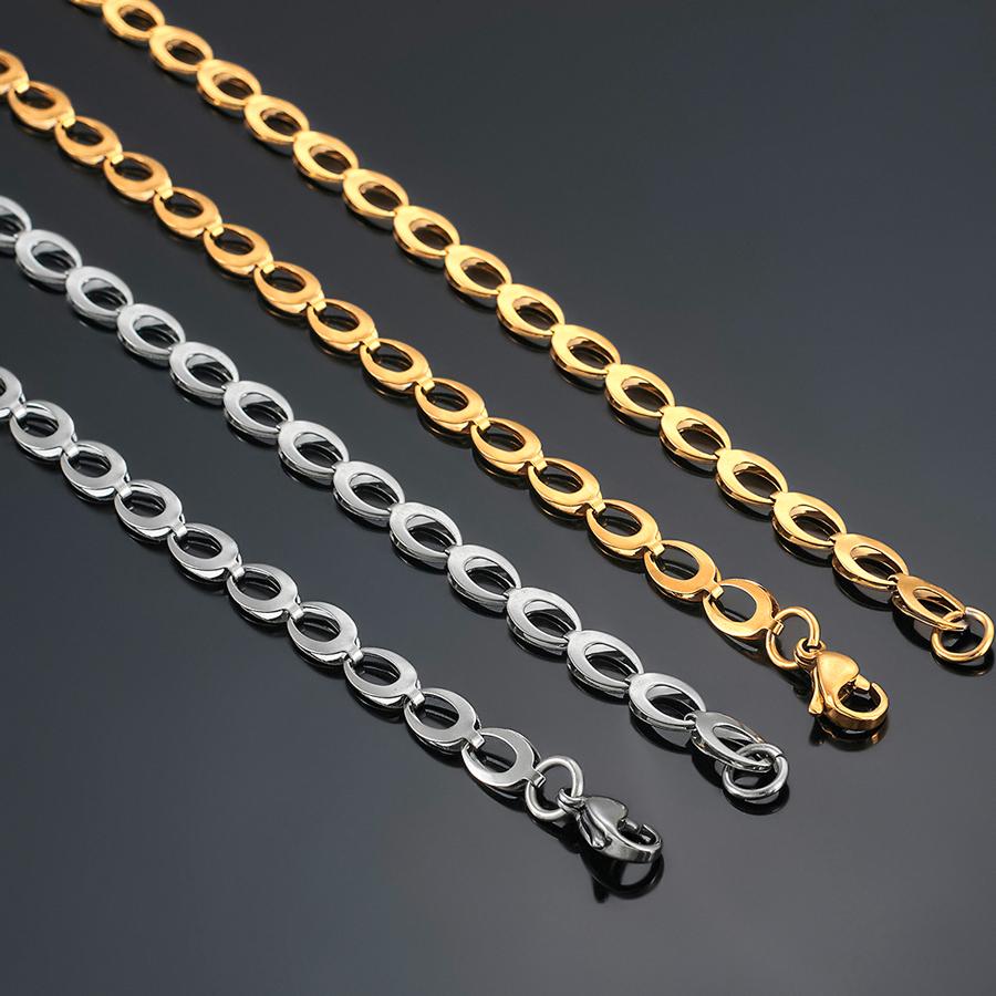 5mm Wide Stainless Steel Link Chain Rolo Long Necklace for Men Women Girl Jewelry Accessories DIY Gift Choker on Neck Collar