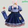 Cute Bunny Judy Costume for Girl Zootopia Role Playing Rabbit Officer Hopps Clothing Halloween Carnival Animal Disguise 2-10 Yrs