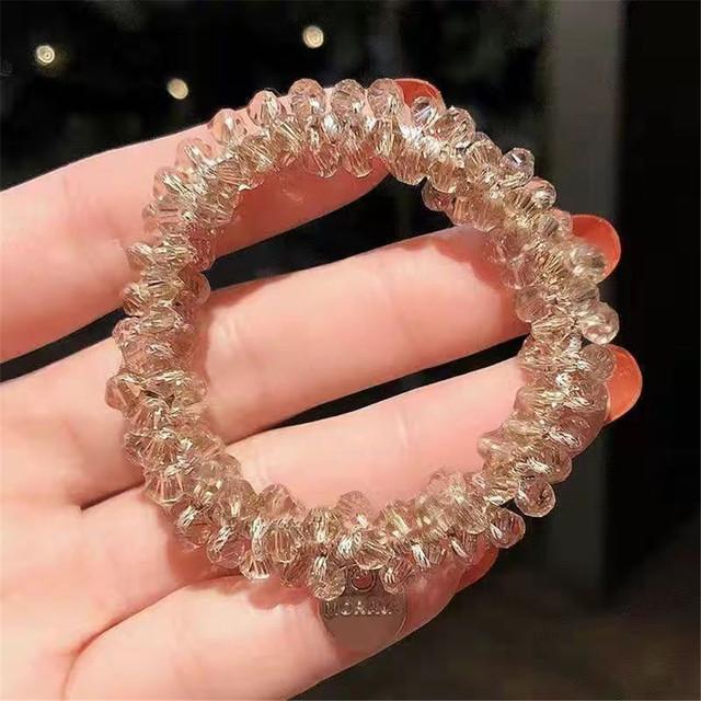 Elastici per capelli in cristallo Boho Elastici per capelli Scrunchies Corde per capelli con perle Perline Supporti per coda di cavallo Accessori per capelli per donne e ragazze