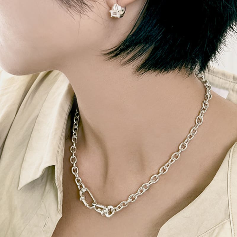 

fINE HABIT fINE2LINK Bold Necklace Natural Silver 43cm