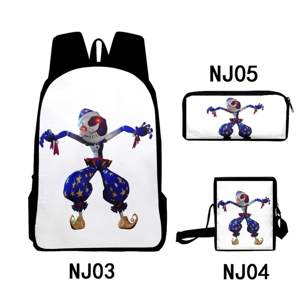 3Dsundropfnaf Backpack Student School Bag Crossbody Bag Pencil Bag Three-Piece Trend