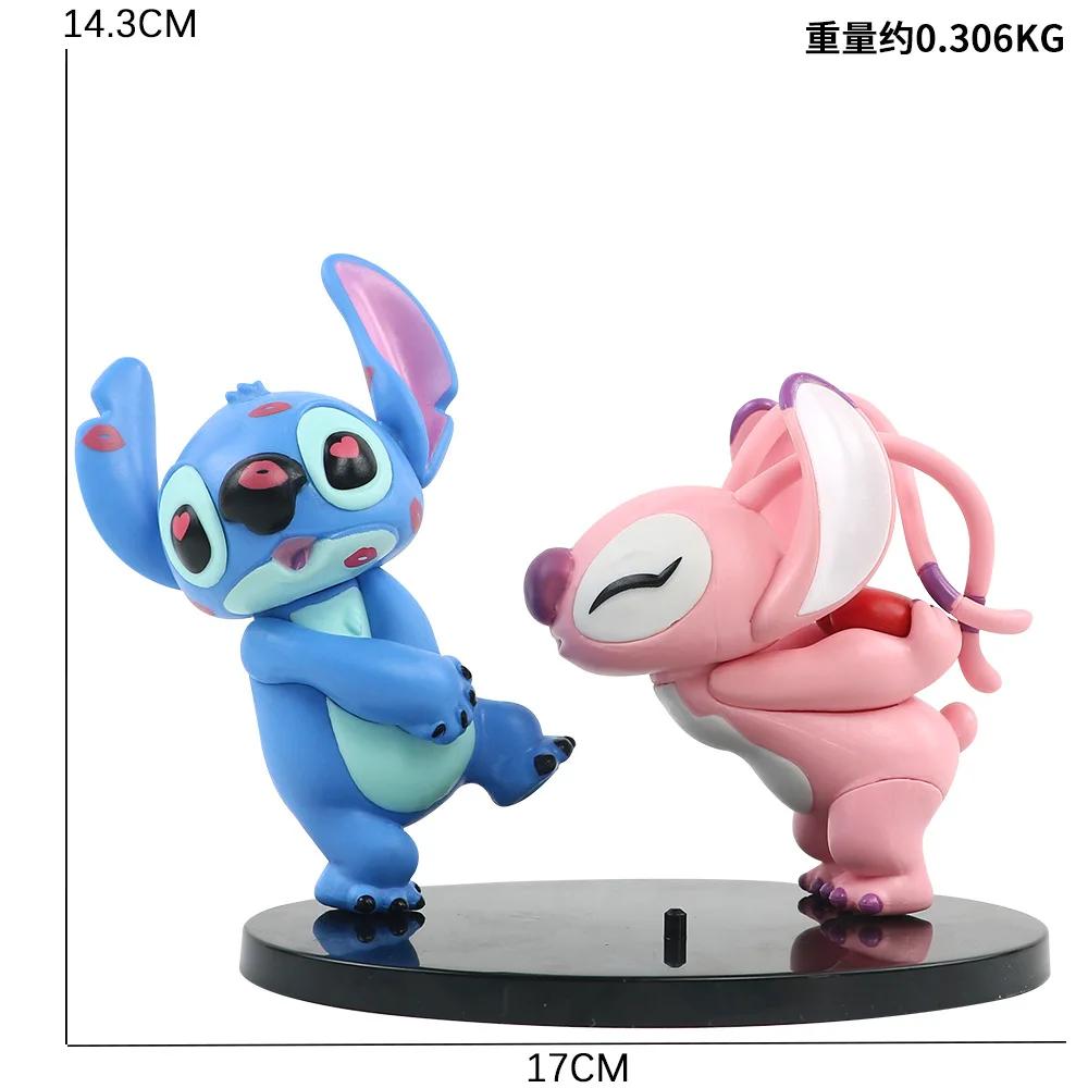 Anime Stitch Lovers Model Doll Angel Kissing Stitch Statue Desktop Display Figurines Ornaments Valentine'S Day Girlfriend Gifts