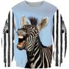 Fashion 3d Animal Graphic Long Sleeve Printed T-Shirt Oversized Pullover For Men Round Neck Sweatshirt Street Men's Clothing Top