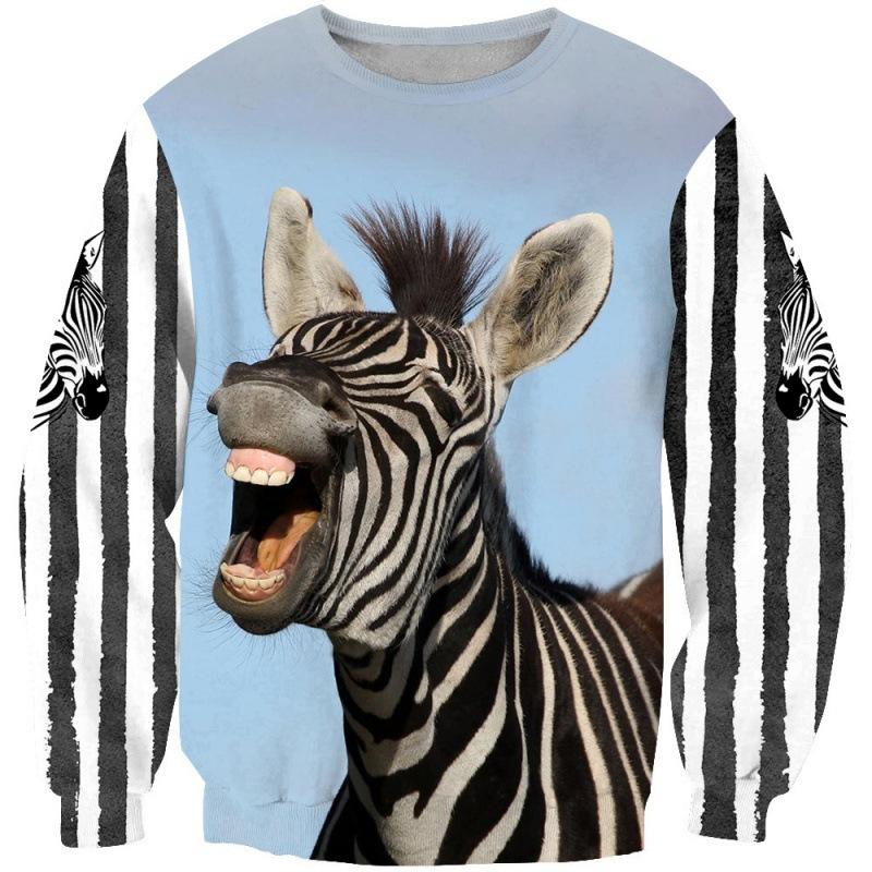 Fashion 3d Animal Graphic Long Sleeve Printed T-Shirt Oversized Pullover For Men Round Neck Sweatshirt Street Men's Clothing Top