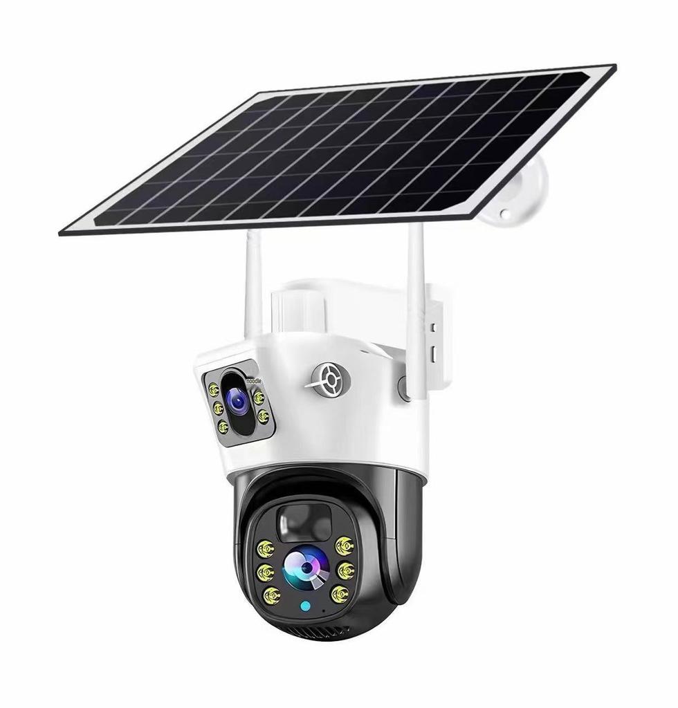 V380 Dual Lens Solar-Powered 4G Wireless Night Vision Security Camera with Low Power Consumption