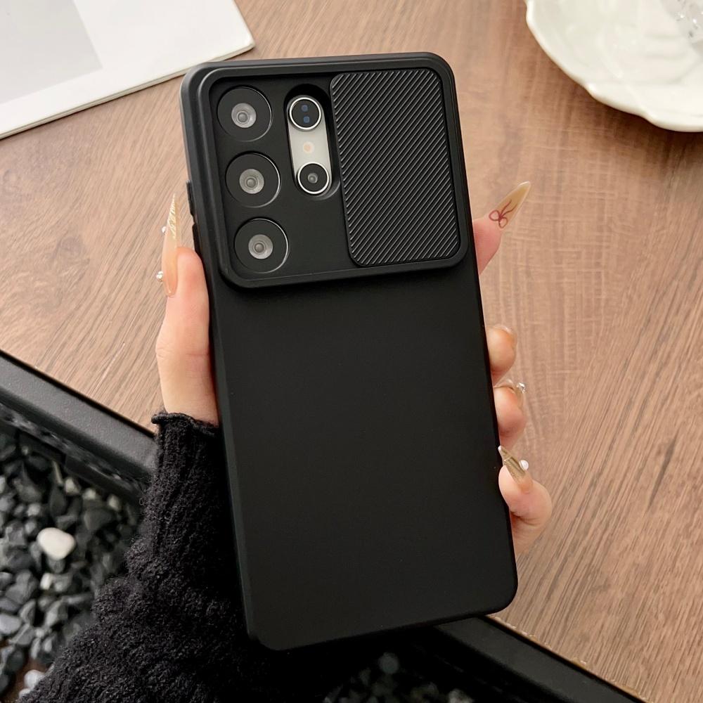 Soft Liquid Silicone Slide Camera Protection Case For Samsung S26 Ultra S25 S24 Plus S23 S22 S21 S20 FE Anti-Slip Bumper Cover