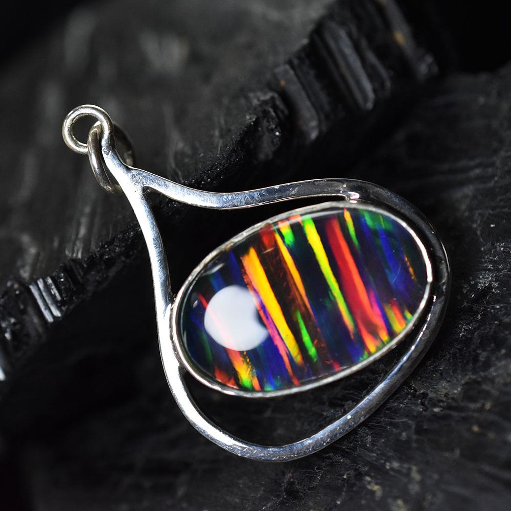 Extremely Rare 30.55 Ct Natural CERTIFIED Oval Opal 925 Sterling Silver Pendant