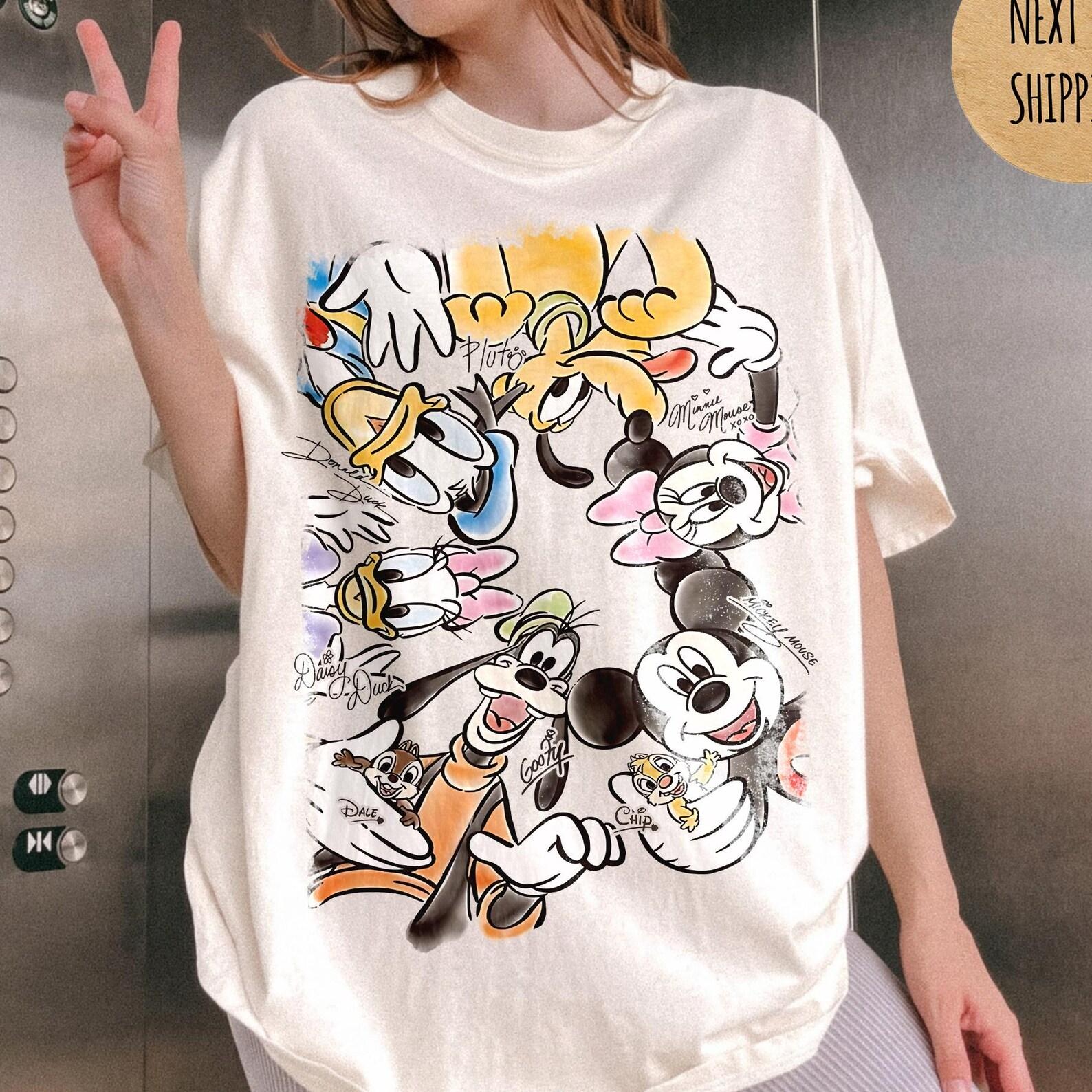 Comfort Colors® Retro Mickey And Friends Signatures Shirt, Disney Mouse Head Tee, Disneyland Family Trip 2026, Mickey & Co Gift, Disney Tee 100