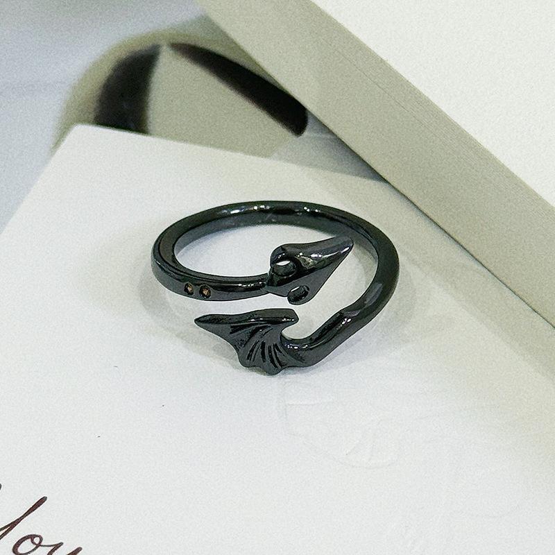 Halloween Dunkle Persönlichkeit Retro Zirkon Spinne Kätzchen Fledermaus Öffnungsring Nische Hip Hop Street Ring