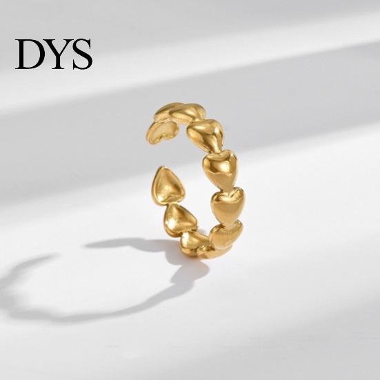Adjustable Women Ring Open Golden Color Heart Line Cross Leaf Shape Finger Polished Hip Hop Style Paty Club Lady Jewelry