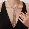 Two-tone Zircon Pull-out Necklace: European & American Style, Stainless Steel, Niche Ins Design, High-end Jewelry