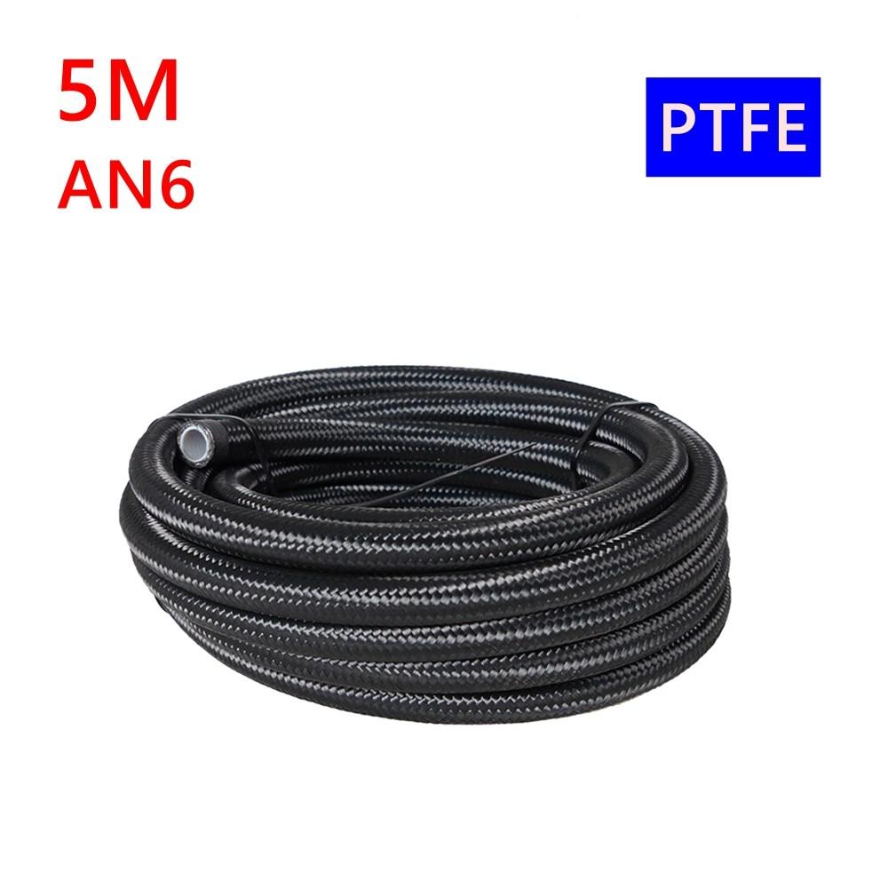 5M PTFE Universal Racing Hose AN4-AN12 Stainless Steel Braided Brake Hose Fuel Oil Line Oil Cooler Car Hose Pipe Black Silver