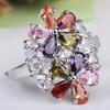 NEW Solid Sterling Silver Ring Flowers Design CZ Romantic Wedding Fashion  Rings For Women Best Gift for Girls