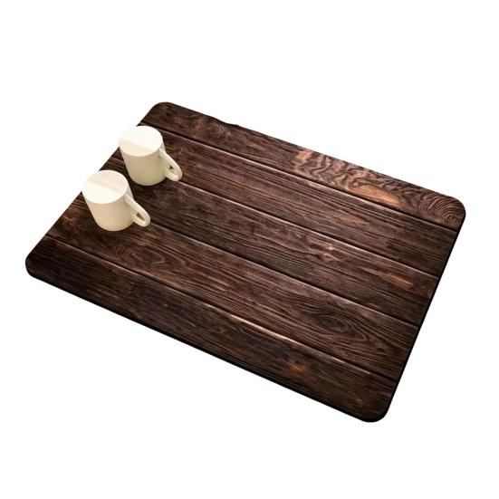 Rutschfeste Bar-Service-Matte 3D Holzmaserung Geschirrtrockenmatte, Kieselgur-Absorbent für Küchenarbeitsplatte, Rutschfest Hitzebeständig Tassen-Kaffee-Pad Multi