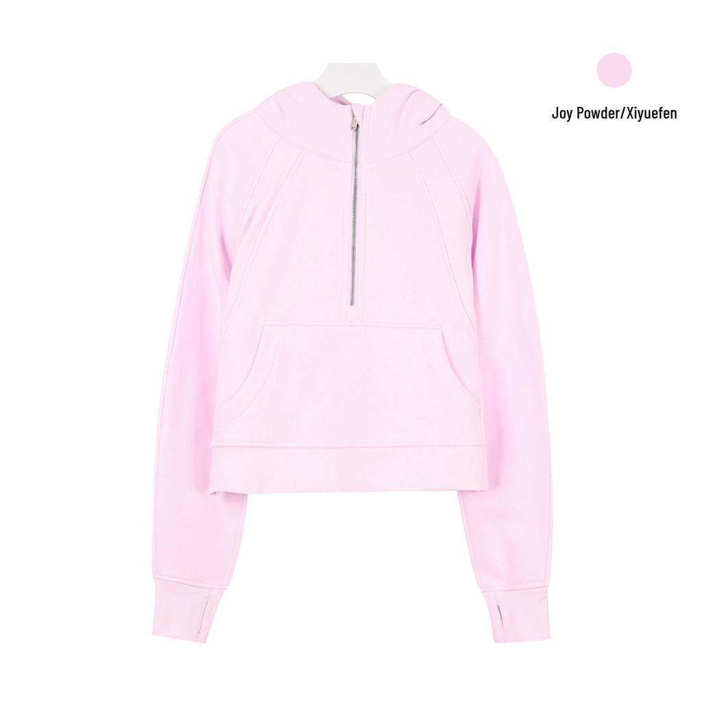 Women's Fleece-Lined Half-Zip Hoodie for Autumn/Winter - Slimming, Sporty, Versatile.