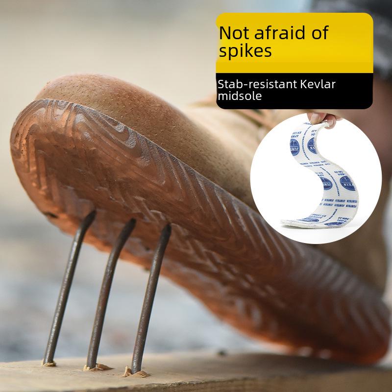 Men's Steel Toe Cap Lightweight Breathable Safety Work Shoes - Anti-Smash, Anti-Puncture, Non-Slip, Wear-Resistant Cowhide.