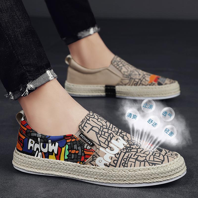 Herrskor Casual Andningsbara Slip On Sneakers Herr Canvas Skor Sommar Klassiska Herr Båtskor Loafers för Män Billiga Espadriller
