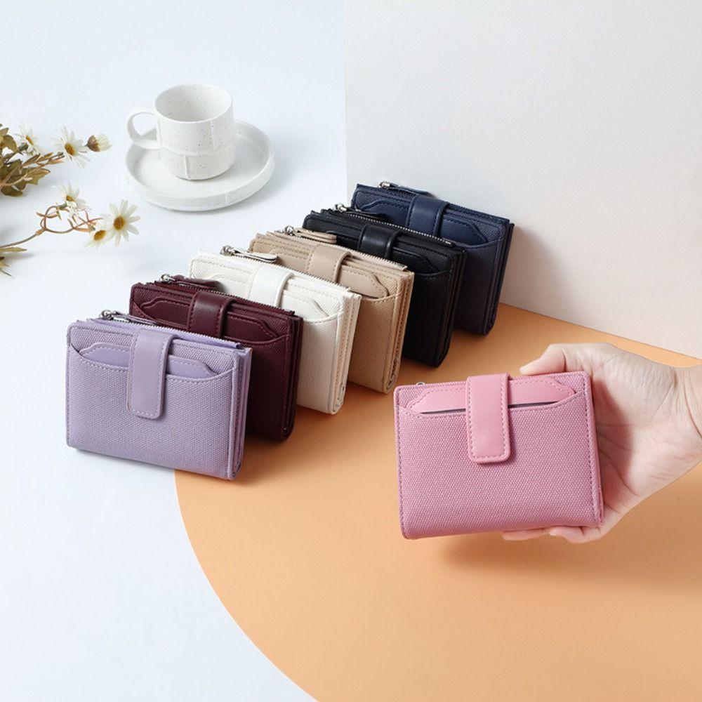 

Multi-Cards Slot Credit Cards Holder PU Leather Mini Coin Pocket Fashion Zipper Coin Purse Travel темно-червоний колір