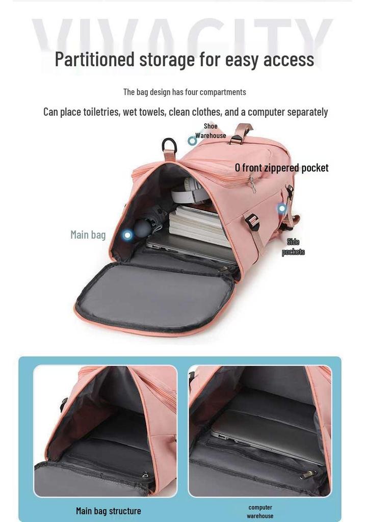 Double Shoulder Travel Backpack, Large Capacity & Lightweight, Wet/Dry Separation, Crossbody Fitness Bag for Sports and Casual Use