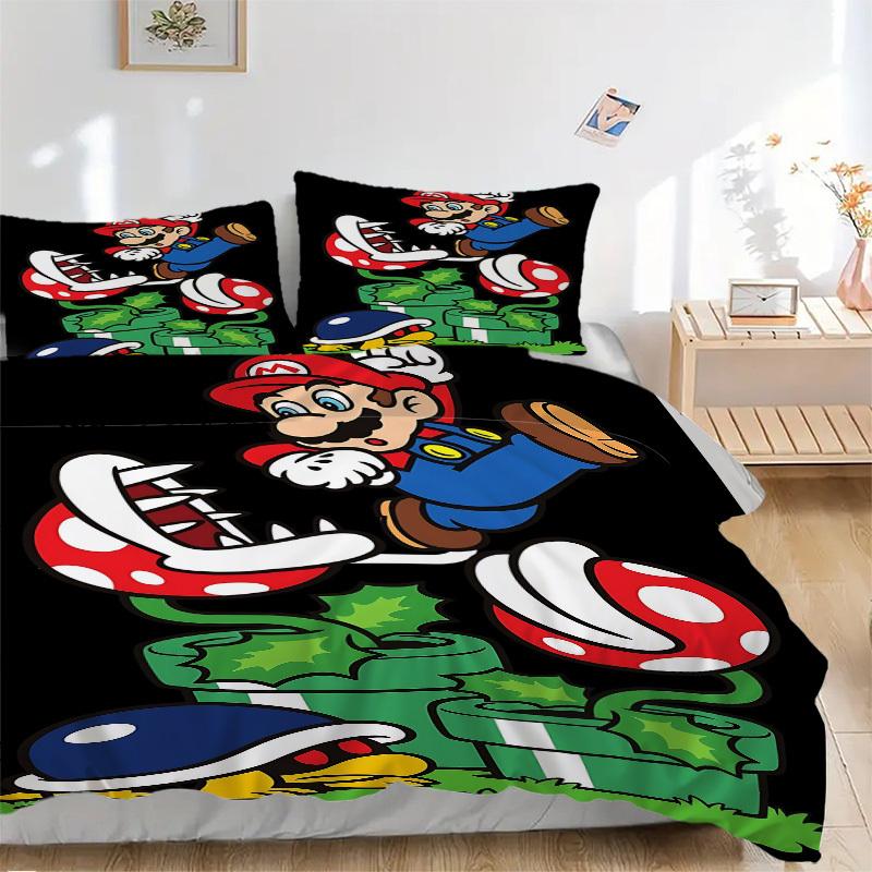 3pc Mario Bedding Set Guest Room Bedroom Decor Christmas Halloween Decor Gifts- All Seasons (No Insert)a1013058