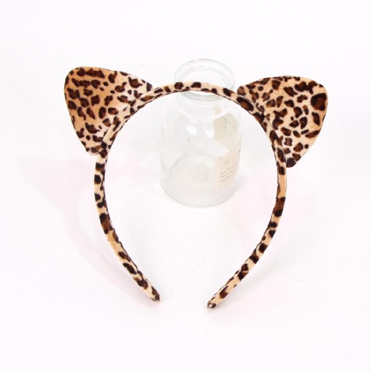 Animal Print Cats Ears Headband Matching Tail Set Breathable Roleplay Gear Costume Accessory For Cosplay Enthusiasts