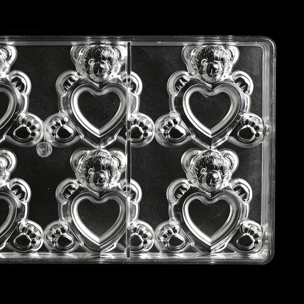 8-Cavity Plastic Chocolate Mold Cute Little Bear Romantic Valentine's Day DIY Candy Pudding Baking Tool YMY