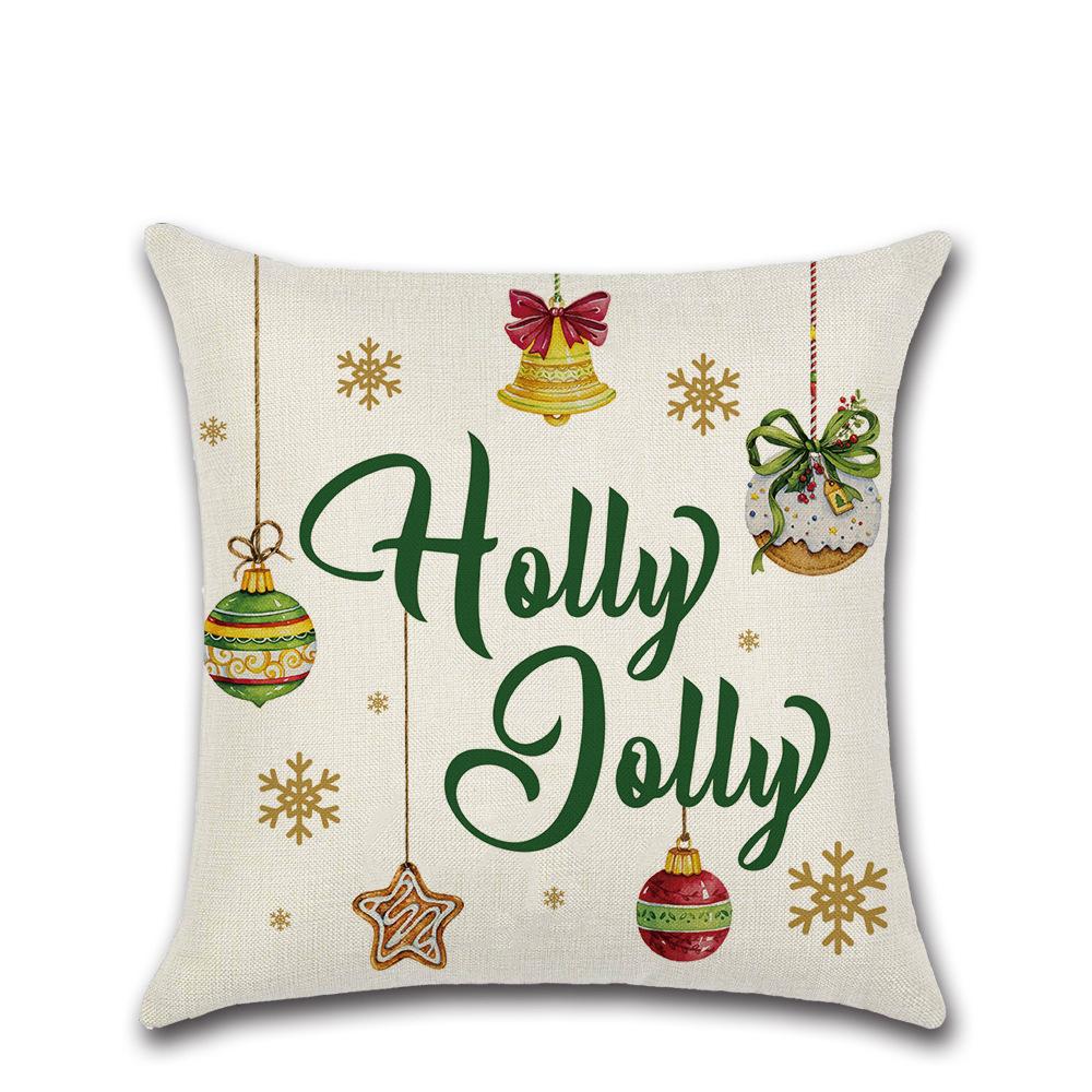 New Linen Printed Christmas Cushion Cover Home Sofa Decoration Cushion Cover