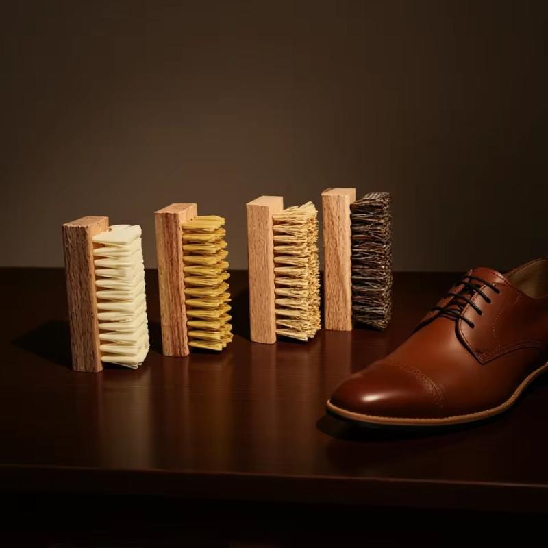 Beech Wood Shoe Brush Solid Shoe Brush Footwear Cleaning Brush Natural For Casual Shoes Wallets Leather Shoes