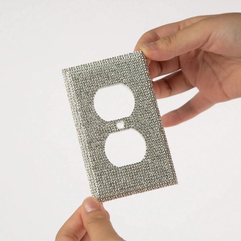 1pc Shiny Rhinestones Wall Plates Light Switch Wall Sticker, Decorative Cover Plate, Single Toggle Rhinestones Outlet Covers Wal