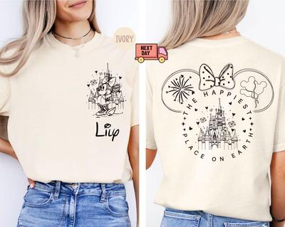 Comfort Colors® Custom Minnie Castle Shirt, The Happiest Place On Earth Shirt, Disneyland Vacation, Disney Family Trip Shirt, Magic Kingdom