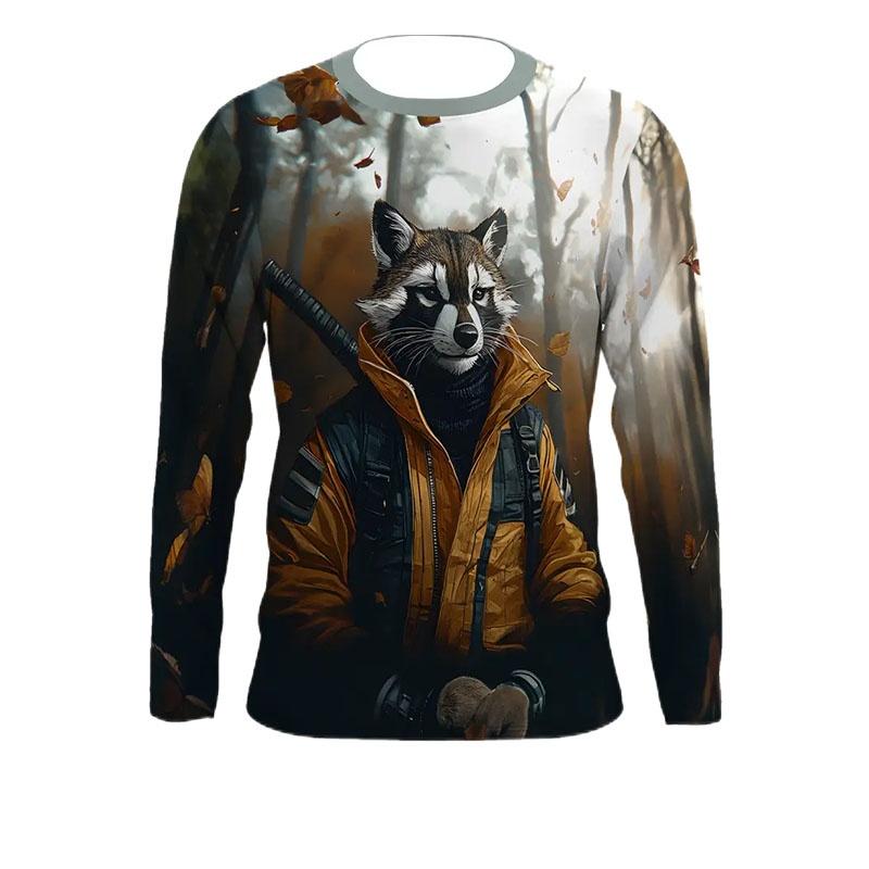 Wolf Graphic 3D Print Men's T Shirt For Men Clothing Tees Cool Animal Tops Autumn Casual Loose Long Sleeve Pullover Streetwear