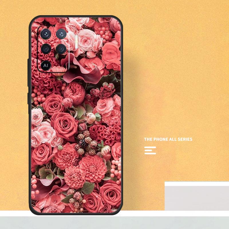 Flower Red Rose Case For Oppo A40 A60 A80 A78 A98 A58 A38 A18 A54 A74 A94 A96 A76 A16 A15 A17 A57 A5 A6 Pro