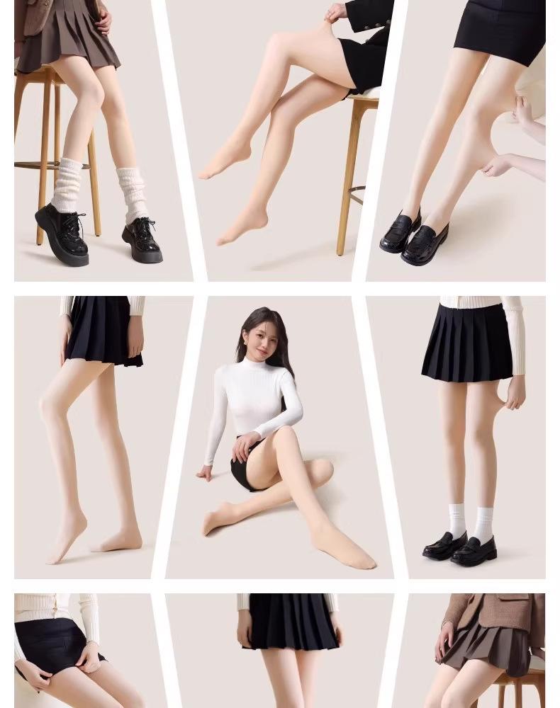 Women's Nude Feel High Elasticity Stockings with Plus Velvet Thickened Base Layer