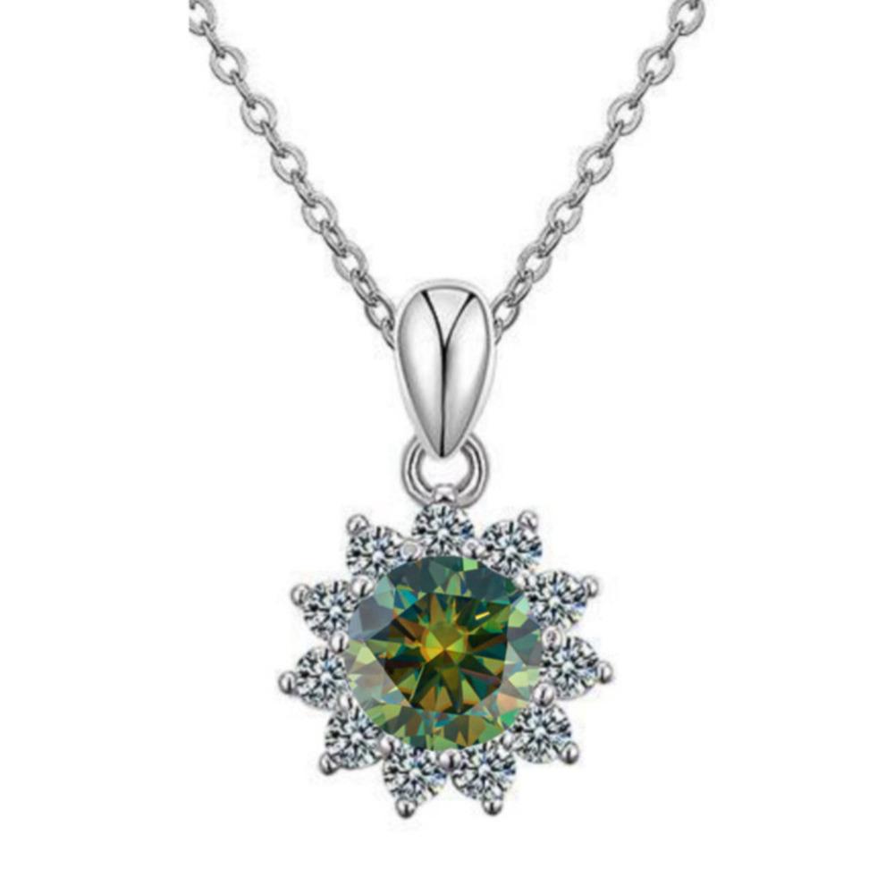 6.5mm Snowflake Halo Round Cut Moissanite Pendant Necklace S925 Sterling Silver For Women