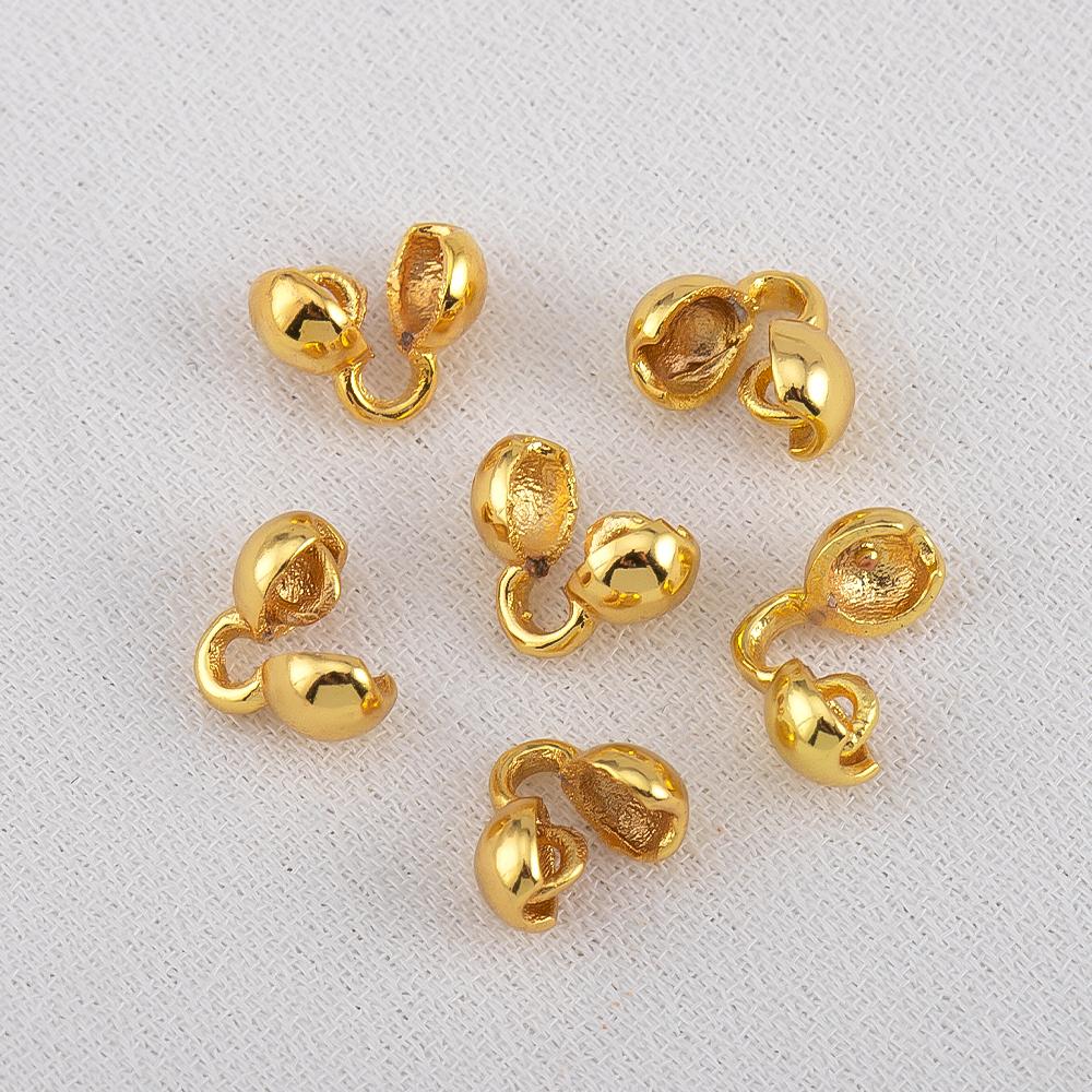10Pcs 18K Gold Plated Brass Crimp Beads End Caps for Jewelry Making Caps for Bracelet Jewelry Making Supplies DIY Accessories