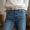 Metal Heart Rivet Belts Round Ethnic Style Waistband Punk Western Style Cowboy Belts  Women