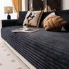 Solid Color Sofa Cover Flannel Straight Stripe Sofas Cushion Thicke Non-slip Couch Cushion Living Room Cream Wind Couch Cushion