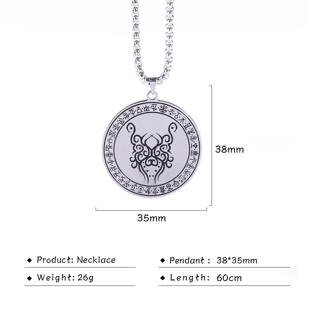 Dawapara Okkultismus Siegel Anhänger Halskette Edelstahl Amulett für Geld Gesundheit und Glück Wolf des Antimons