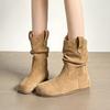 Fashion Women Ankle Boots Casual Flats Shoes Suede New 2025 Trend Woman Sneakers Pleated Fashion Winter Snow Boots Walking Botas Mujer
